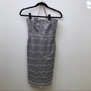 Jcrew gray eyelet embroidered strapless dress